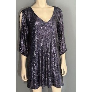 Lulus Brand New Blue Sequin Long Sleeve Mini Dress NWT Size Med